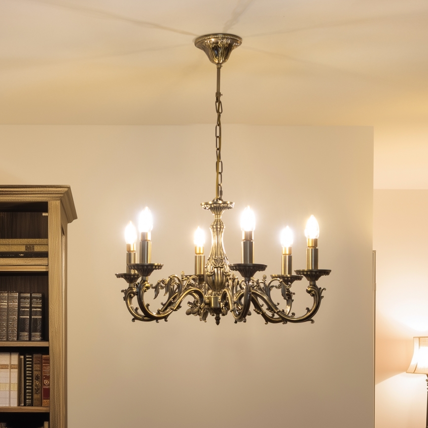 Brilagi - Chandelier on a chain CLASSIC 6xE14/60W/230V brass