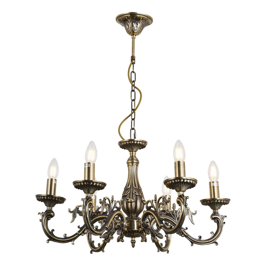 Brilagi - Chandelier on a chain CLASSIC 6xE14/60W/230V brass