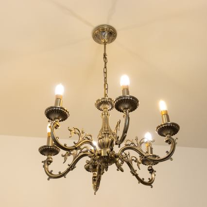 Brilagi - Chandelier on a chain CLASSIC 6xE14/60W/230V brass