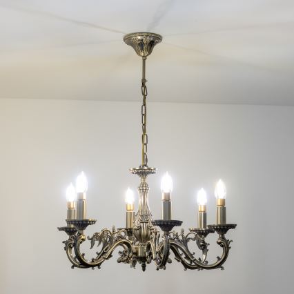Brilagi - Chandelier on a chain CLASSIC 6xE14/60W/230V brass