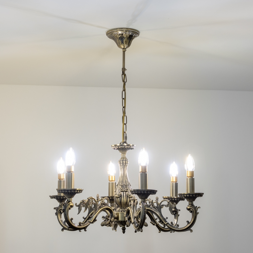 Brilagi - Chandelier on a chain CLASSIC 6xE14/60W/230V brass