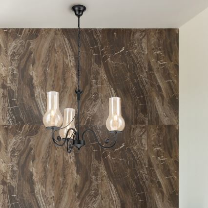 Brilagi - Chandelier on a chain COTTAGE 3xE14/40W/230V black/brown