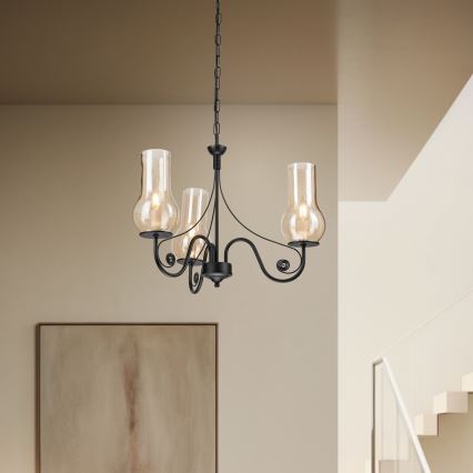 Brilagi - Chandelier on a chain COTTAGE 3xE14/40W/230V black/brown