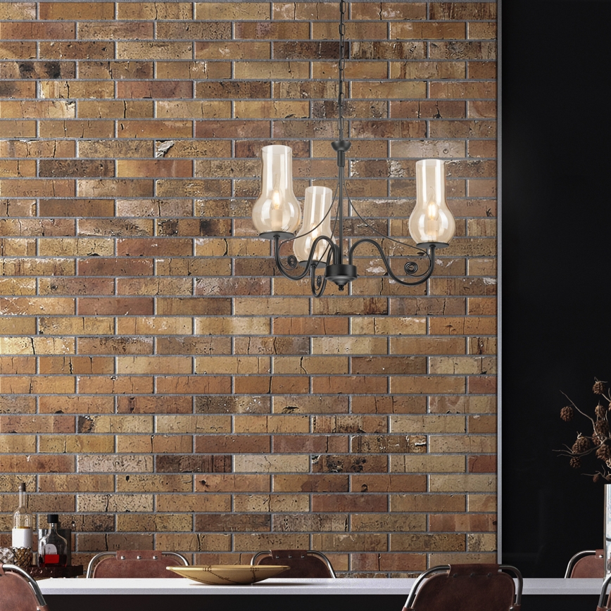 Brilagi - Chandelier on a chain COTTAGE 3xE14/40W/230V black/brown