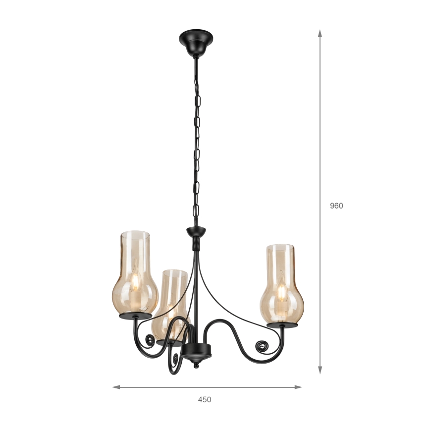 Brilagi - Chandelier on a chain COTTAGE 3xE14/40W/230V black/brown