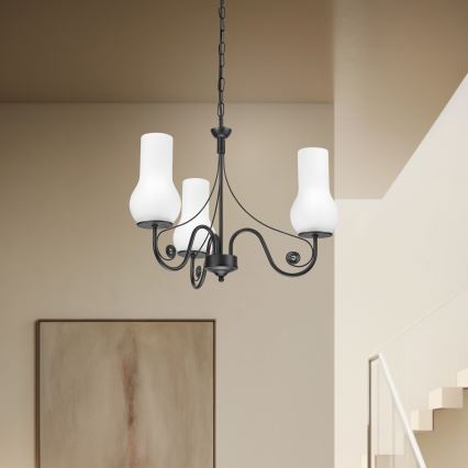 Brilagi - Chandelier on a chain COTTAGE 3xE14/40W/230V black/white