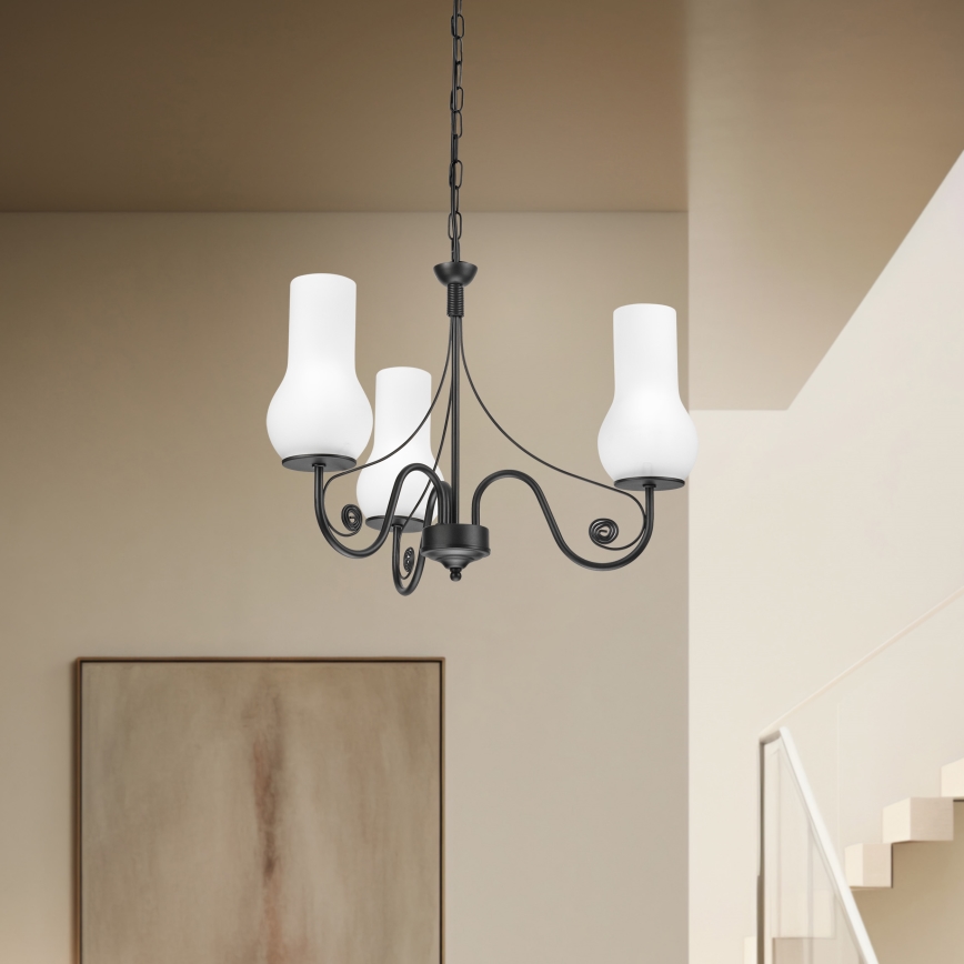 Brilagi - Chandelier on a chain COTTAGE 3xE14/40W/230V black/white