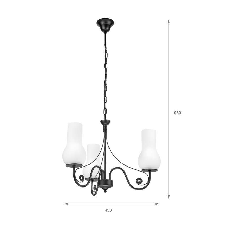 Brilagi - Chandelier on a chain COTTAGE 3xE14/40W/230V black/white