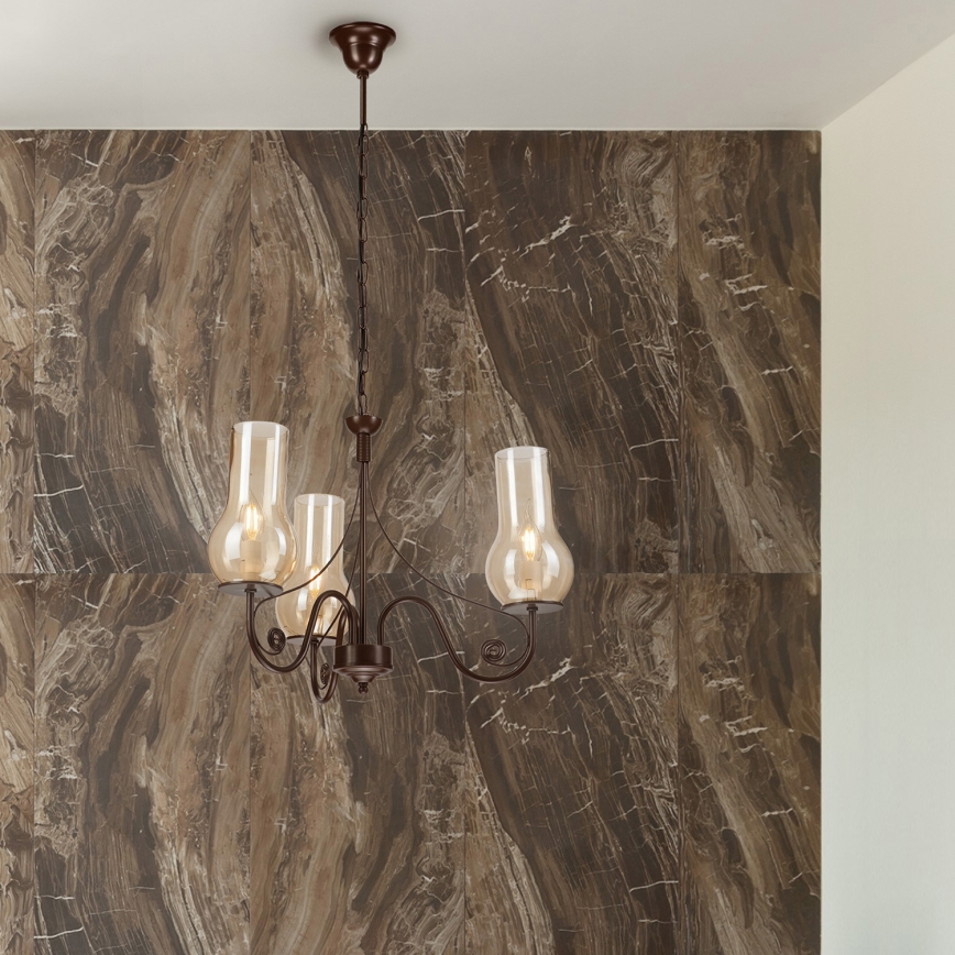 Brilagi - Chandelier on a chain COTTAGE 3xE14/40W/230V brown