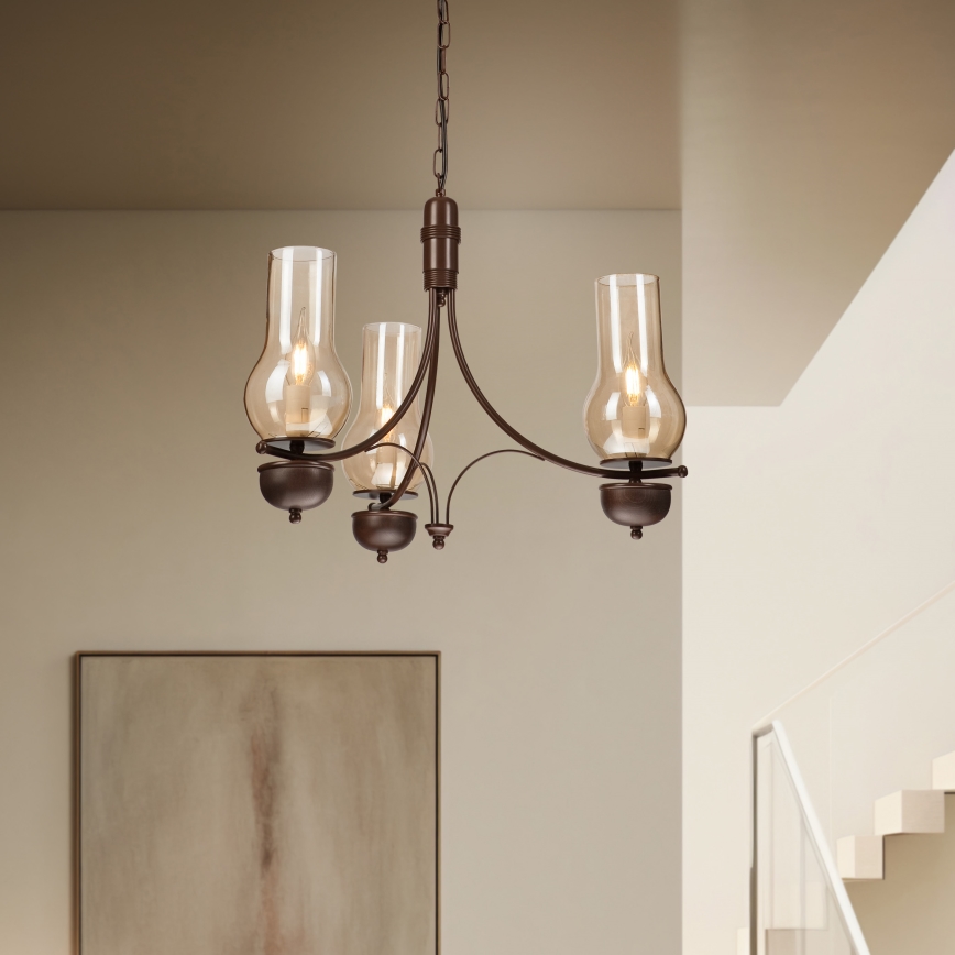 Brilagi - Chandelier on a chain COTTAGE 3xE14/40W/230V brown