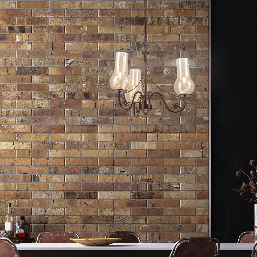 Brilagi - Chandelier on a chain COTTAGE 3xE14/40W/230V brown