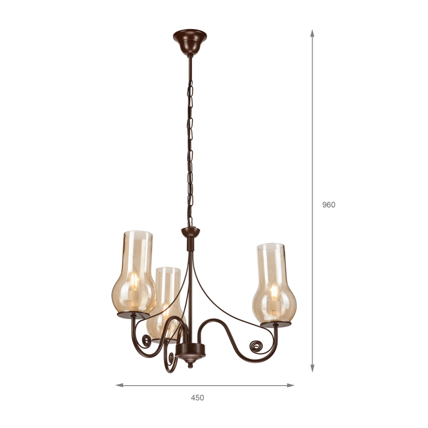 Brilagi - Chandelier on a chain COTTAGE 3xE14/40W/230V brown