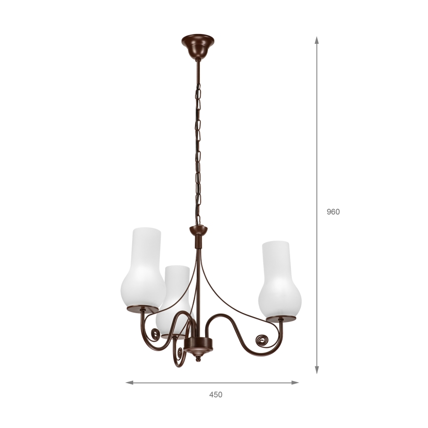 Brilagi - Chandelier on a chain COTTAGE 3xE14/40W/230V brown/white