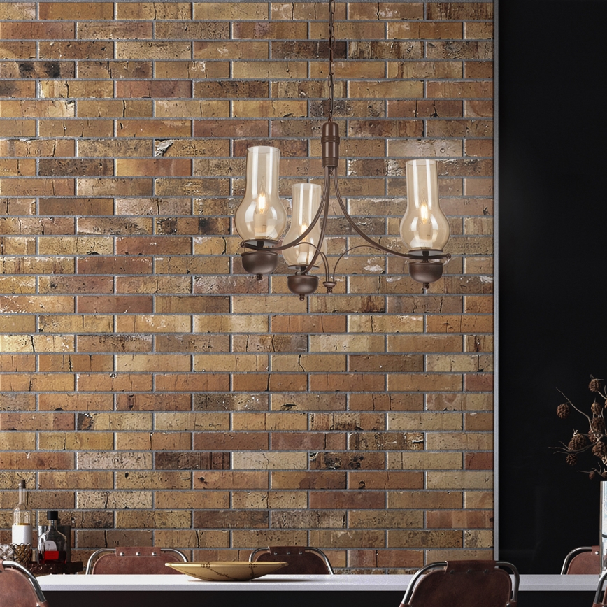 Brilagi - Chandelier on a chain COTTAGE 3xE14/40W/230V oak/brown