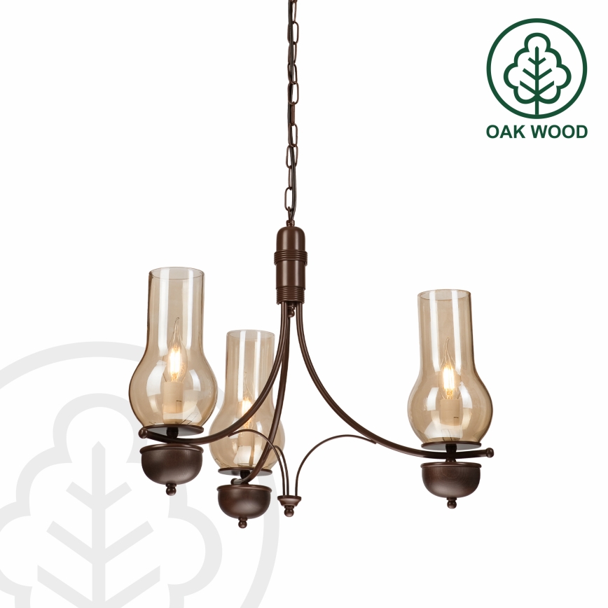 Brilagi - Chandelier on a chain COTTAGE 3xE14/40W/230V oak/brown