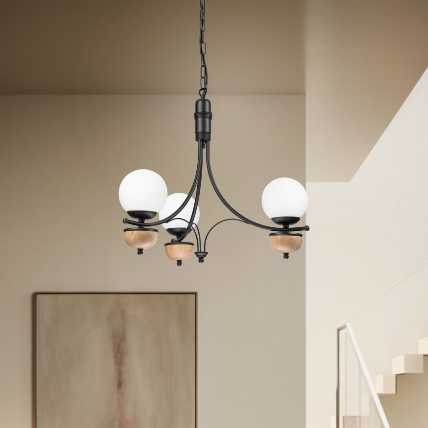 Brilagi - Chandelier on a chain COTTAGE 3xG9/40W/230V beech/white