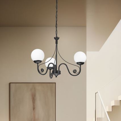 Brilagi - Chandelier on a chain COTTAGE 3xG9/40W/230V black/white
