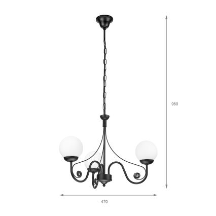 Brilagi - Chandelier on a chain COTTAGE 3xG9/40W/230V black/white