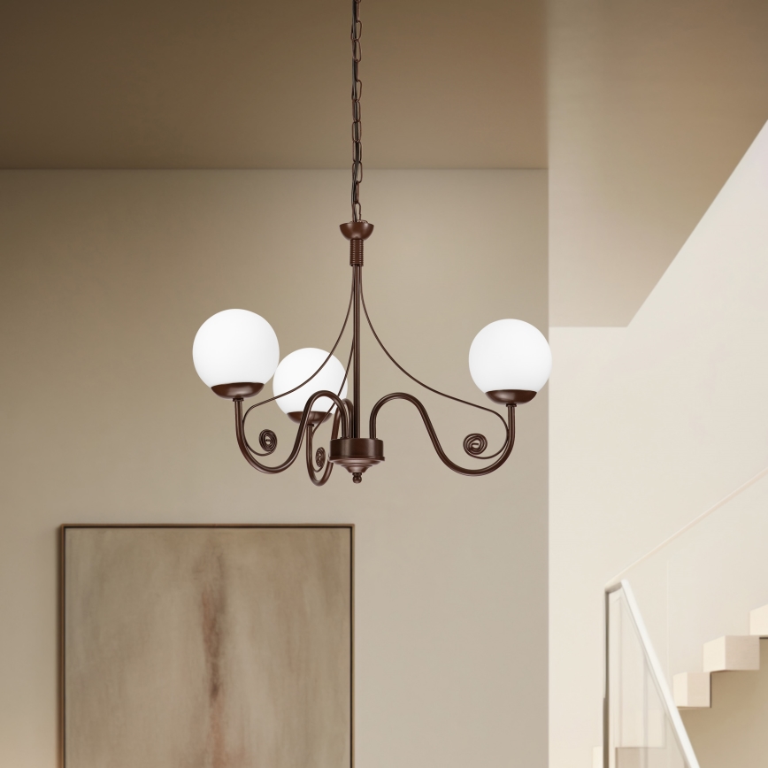 Brilagi - Chandelier on a chain COTTAGE 3xG9/40W/230V brown/white