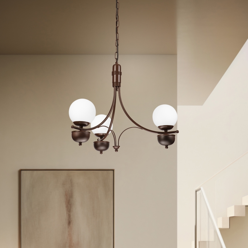 Brilagi - Chandelier on a chain COTTAGE 3xG9/40W/230V oak/white