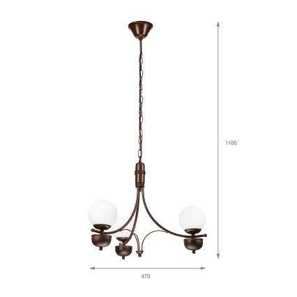 Brilagi - Chandelier on a chain COTTAGE 3xG9/40W/230V oak/white