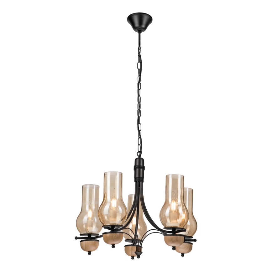 Brilagi - Chandelier on a chain COTTAGE 5xE14/40W/230V beech/brown