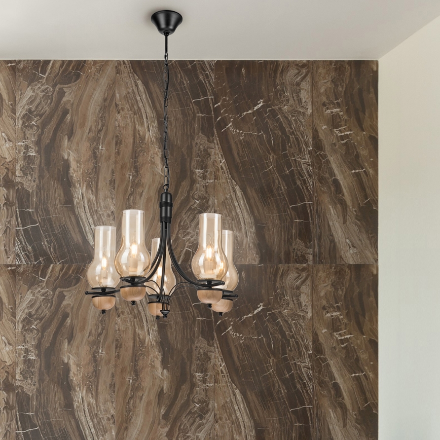 Brilagi - Chandelier on a chain COTTAGE 5xE14/40W/230V beech/brown