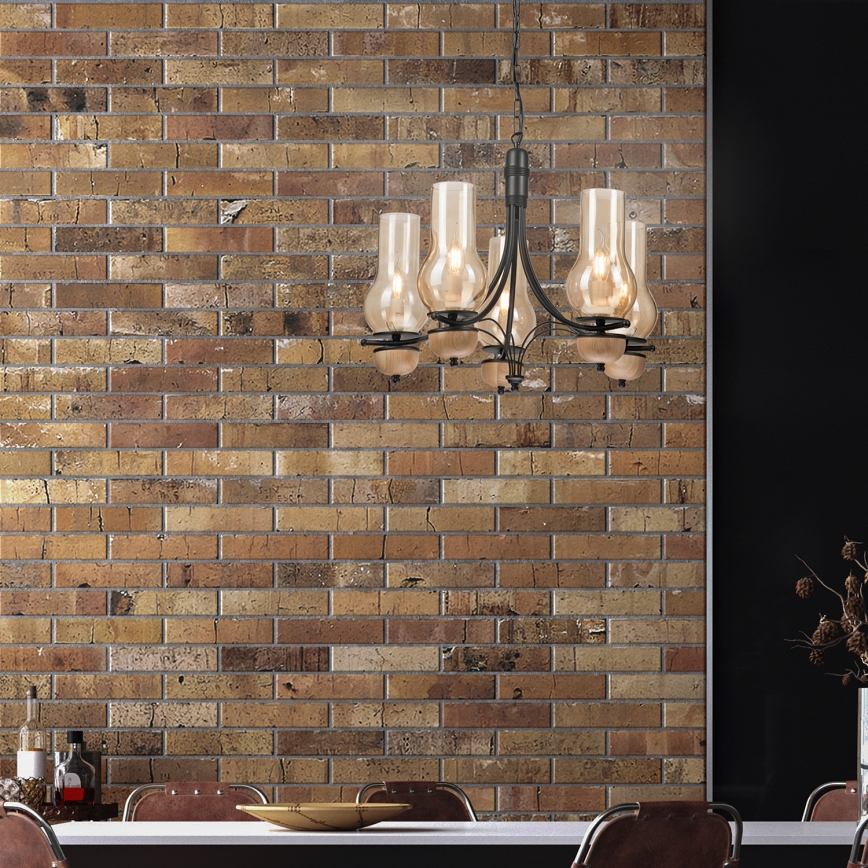Brilagi - Chandelier on a chain COTTAGE 5xE14/40W/230V beech/brown