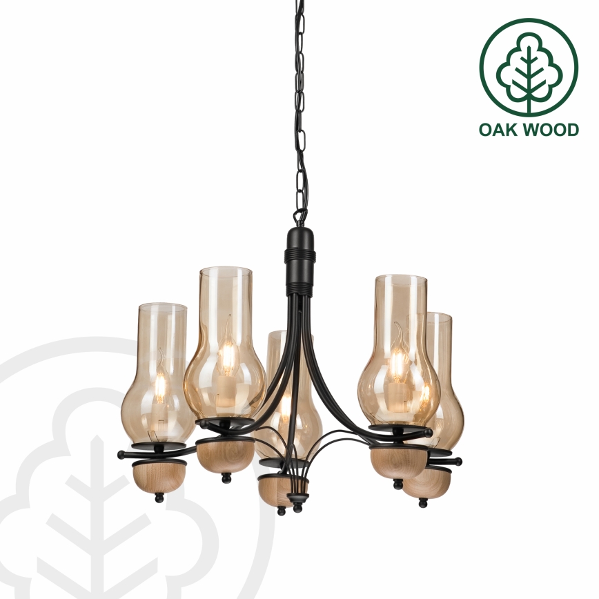 Brilagi - Chandelier on a chain COTTAGE 5xE14/40W/230V beech/brown