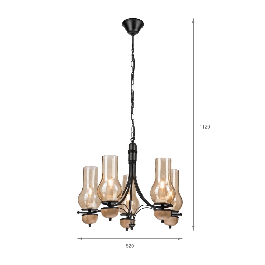 Brilagi - Chandelier on a chain COTTAGE 5xE14/40W/230V beech/brown
