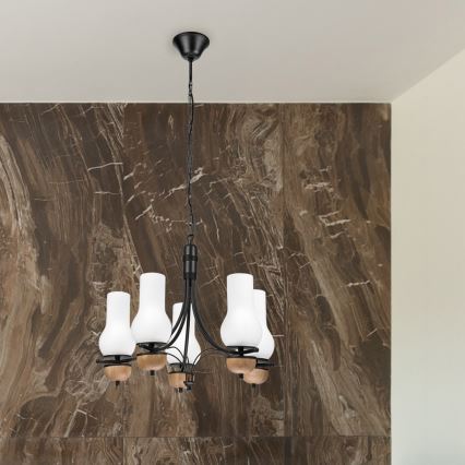 Brilagi - Chandelier on a chain COTTAGE 5xE14/40W/230V beech/white