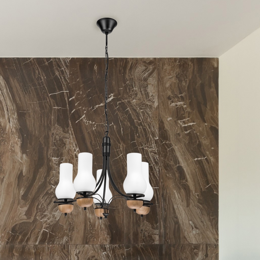 Brilagi - Chandelier on a chain COTTAGE 5xE14/40W/230V beech/white