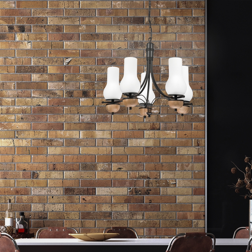 Brilagi - Chandelier on a chain COTTAGE 5xE14/40W/230V beech/white