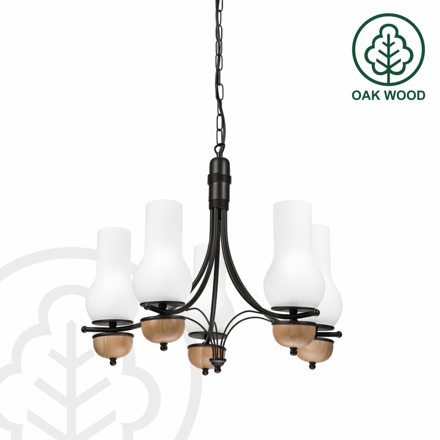 Brilagi - Chandelier on a chain COTTAGE 5xE14/40W/230V beech/white