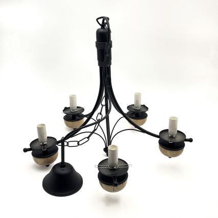 Brilagi - Chandelier on a chain COTTAGE 5xE14/40W/230V beech/white