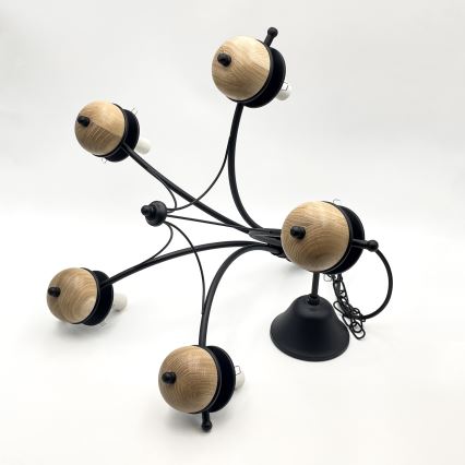Brilagi - Chandelier on a chain COTTAGE 5xE14/40W/230V beech/white