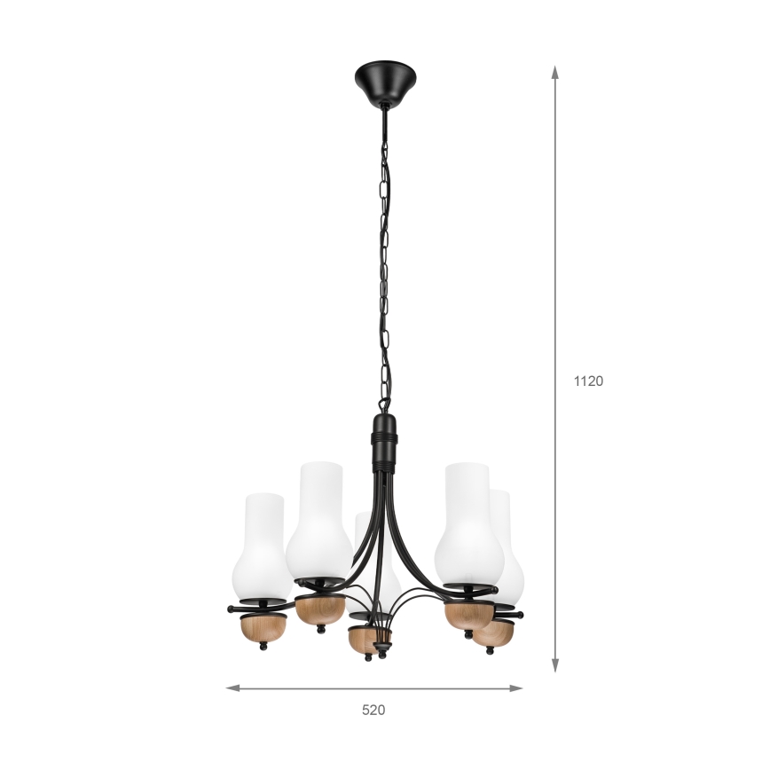 Brilagi - Chandelier on a chain COTTAGE 5xE14/40W/230V beech/white