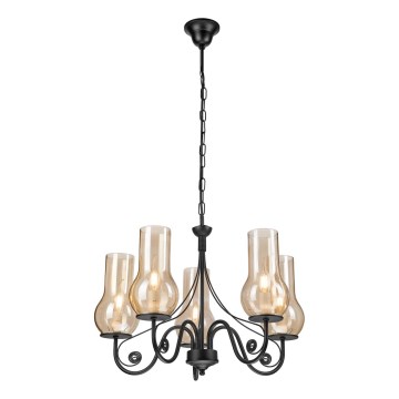 Brilagi - Chandelier on a chain COTTAGE 5xE14/40W/230V black/brown