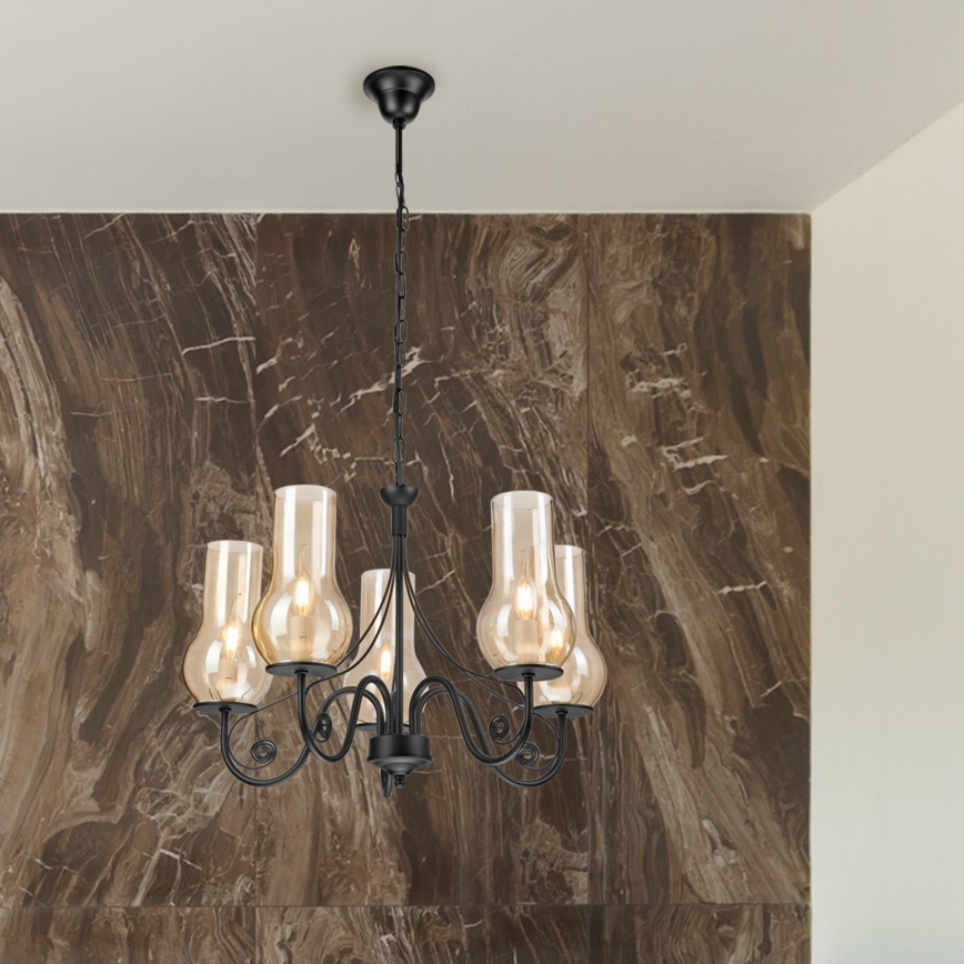Brilagi - Chandelier on a chain COTTAGE 5xE14/40W/230V black/brown