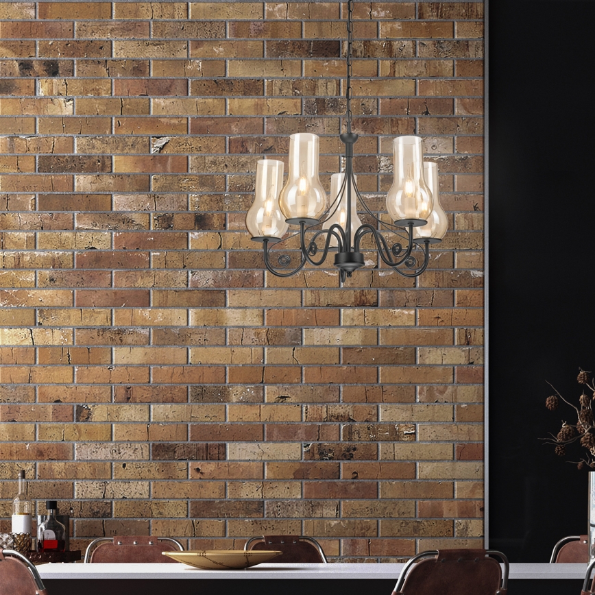 Brilagi - Chandelier on a chain COTTAGE 5xE14/40W/230V black/brown
