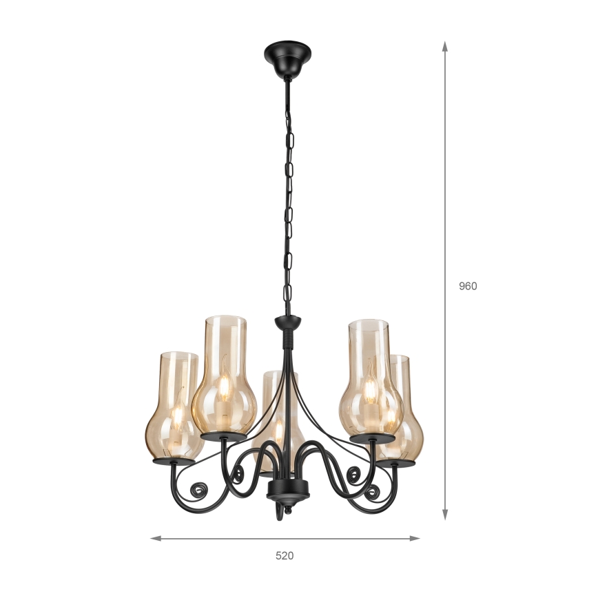 Brilagi - Chandelier on a chain COTTAGE 5xE14/40W/230V black/brown