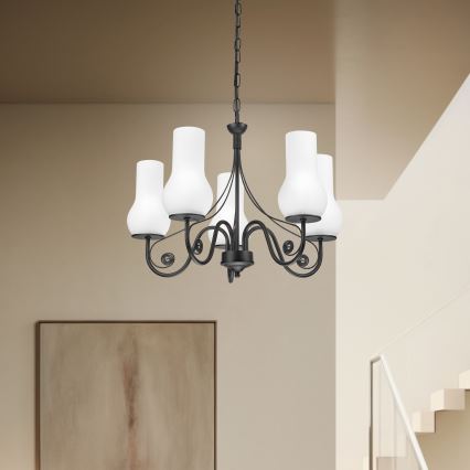 Brilagi - Chandelier on a chain COTTAGE 5xE14/40W/230V black/white