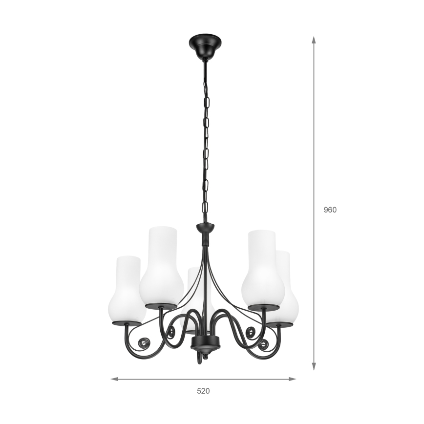 Brilagi - Chandelier on a chain COTTAGE 5xE14/40W/230V black/white