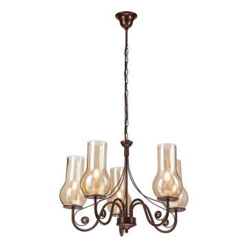 Brilagi - Chandelier on a chain COTTAGE 5xE14/40W/230V brown