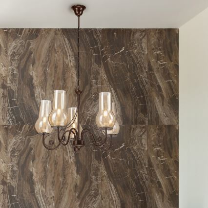 Brilagi - Chandelier on a chain COTTAGE 5xE14/40W/230V brown