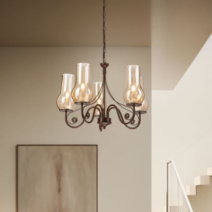 Brilagi - Chandelier on a chain COTTAGE 5xE14/40W/230V brown