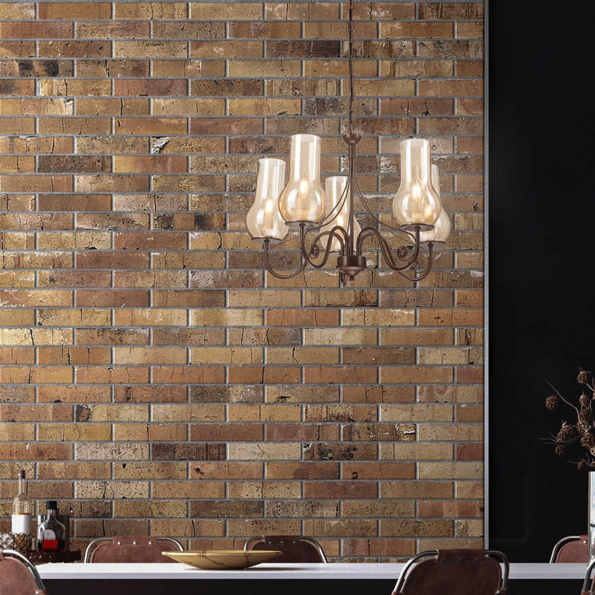 Brilagi - Chandelier on a chain COTTAGE 5xE14/40W/230V brown