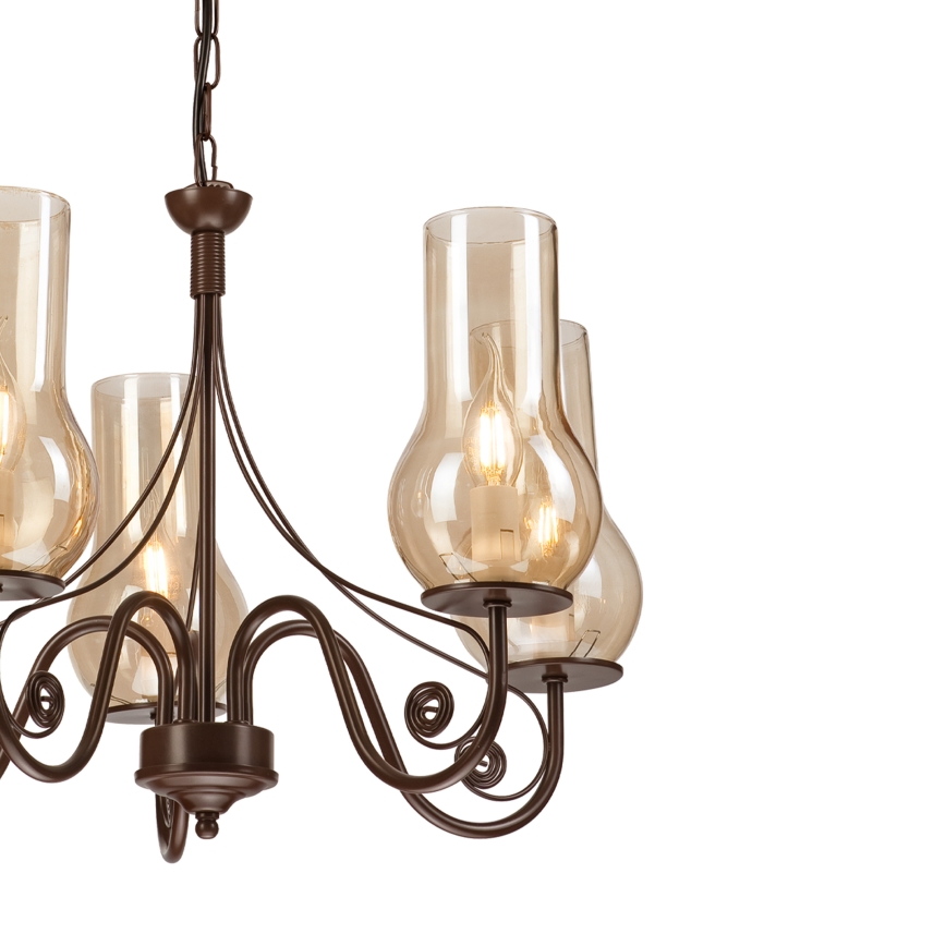 Brilagi - Chandelier on a chain COTTAGE 5xE14/40W/230V brown
