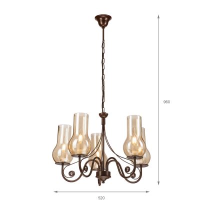 Brilagi - Chandelier on a chain COTTAGE 5xE14/40W/230V brown