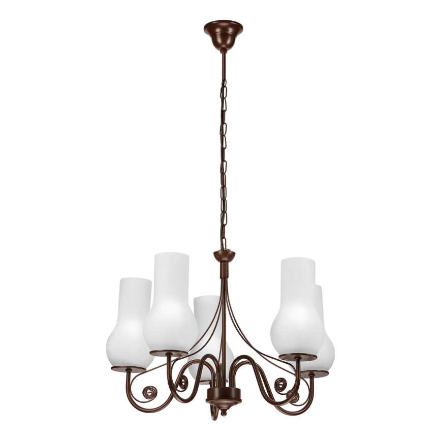 Brilagi - Chandelier on a chain COTTAGE 5xE14/40W/230V brown/white
